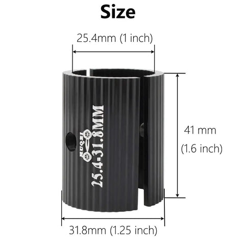 25.4 To 31.8 Mm Handlebar Spacer Adapter For Bikes, Aluminum Alloy Stem Reducer with size dimensions marked