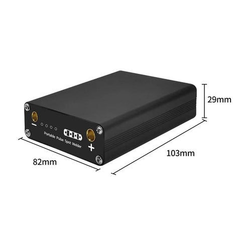 Portable DIY Spot Welder With 9 Adjustable Power Levels, Handheld Mini Welding Tool With Pen, black unit dimensions shown