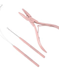 Micro Bead Hair Extensions Kit With Stainless Steel Pliers Pulling Hook And Beads Device Hot Pink For Easy Secure Micro Link Attachments A Complete Bead Tool Set For Quick Natural Looking Extensions, pink pliers and hook