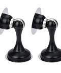 Heavy Duty Matte Black Magnetic Door Stopper 2 Pack, dual wall guard, steel base for slamming doors, multi-angle design.