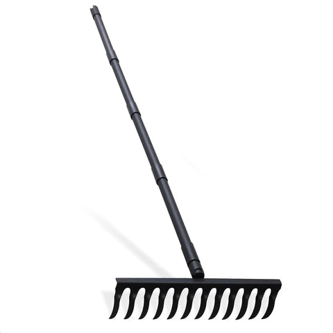 Heavy Duty Bow Rake With 60 Inch Adjustable Stainless Steel Handle, 17 Inch Wide Metal Head And 12 Sharp Teeth for yard tasks