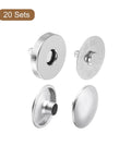 20 Set Metal Snap Button Kit For DIY Fashion Projects, 14mm Round Clasps With Fabric Base And Cap, Perfect For Clothes, Bags, Leather Wallets, Purses, And More Silver