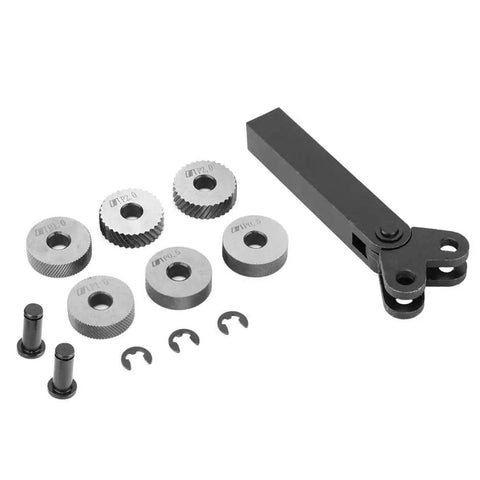 Seven Piece Knurling Tool Set With Diagonal And Linear Knurl Wheels For Lathe Cutter Machine 0.5mm 1mm 2mm Pro Grade Durable Steel Build
