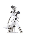 Ergonomic Telescope Mount Stand for CG4 Equatorial Mount and Tripod, metal frame, white and silver, side view