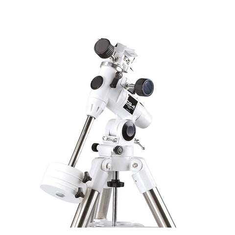Ergonomic Telescope Mount Stand for CG4 Equatorial Mount and Tripod, metal frame, white and silver, side view