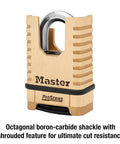 Brass Padlock With Set Your Own Four Digit Combination For Tools Fences And Gates Pro Series Grade Lock Resettable Security With Ten Thousand Possible Codes Industrial Use Two And One Quarter Inches Wide 1177D close-up