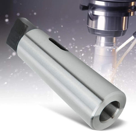 Morse taper drill sleeve adapter MT5 to MT3, high-speed steel, silver metal, side view