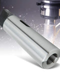 Morse taper reduction sleeve MT5 to MT3 adapter, silver metal, side view