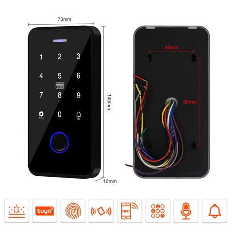 All In One Door Entry Security Kit With Waterproof Fingerprint And RFID Keypad front and back view