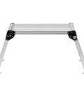 Real Solid Heavy Duty Aluminum Work Platform Step Ladder With 330 Lbs Capacity Drywall Safe CE Approved Portable Folding Bench Stool With Non Slip Mat Anti Slip Surface Compact Silver, side view