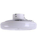 Ceiling Fan RGB 18 Inch Remote Controlled Low Profile Soundless Bladeless in sleek white design with rounded shadow.