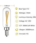 B11 Candelabra Base Warm White 2700K Light Bulbs, Must Have Soft Glow, 12 Pack, clear filament look, detailed specs
