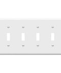 Quad Light Switch Wall Plate 4-Gang Standard Size 4.50 By 8.19 Inches Built To Last Heavy-Duty Unbreakable Polycarbonate Thermoplastic White