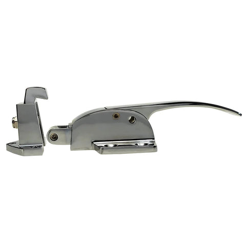 Side view of adjustable 6.22 inch door cabinet handle with trigger action latch for freezer cooler ice box, bright chrome finish.