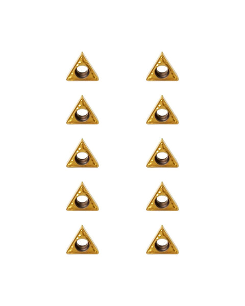 10Pcs TCMT090204 TCMT1.8 1.5 Carbide Turning Inserts arranged in two rows, for external turning on steel and stainless steel.