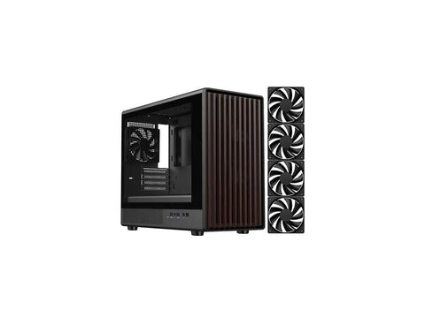 Dope Walnut Wood Front Panel Micro ATX ITX Gaming PC Case With Tempered Glass Side Panel And Front Walnut Finish USB 3 0 Type C Front IO Four PWM Fans Pre Installed Mid Tower Cooling Ready
