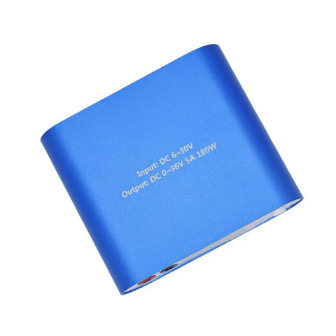 Blue CNC DC Adjustable Stabilized Voltage Power Supply For Experimental Maintenance Booster And Step Down Module with specs visible