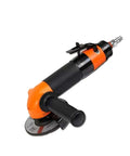 Top Shelf Heavy Duty 4 Inch Pneumatic Angle Grinder Built For Tough Metal Cutting And Rust Scraping With Smooth Air Throttle And Anti Slip Wrap Handle.