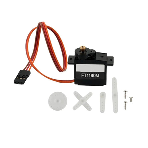 Compact Yet Kickass 9 Gram Servo With Rock Solid Metal Gearbox and Three Point Five Kilograms Of Heavy Duty Torque offering included hardware and connectors.