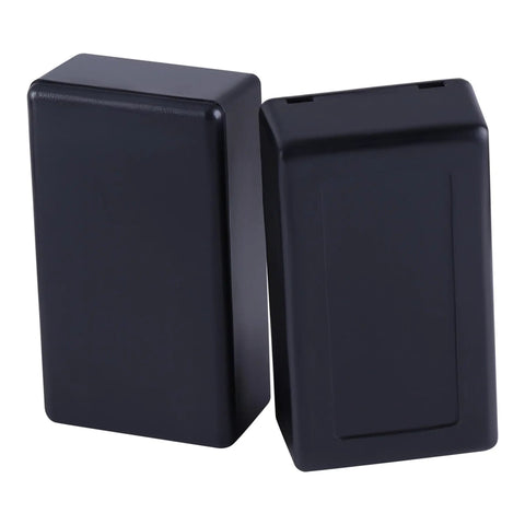 Kick Ass Heavy Duty Abs Plastic Project Enclosures Small Electrical Junction Cases With Opening Tool Moisture Proof Diy Electronics Power Housing Box Set Of Six Black Compact Build, showing two black ABS boxes.