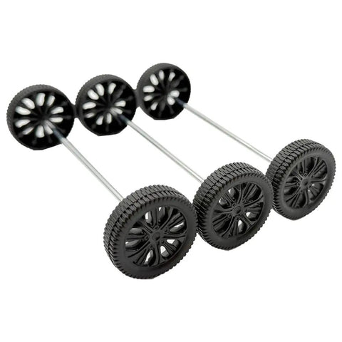 40 Piece Plastic Toy Wheels With Metal Axle Shafts For RC Cars Trucks Drones Robots Helicopters And DIY Model Building Projects 30mm Wheel Diameter