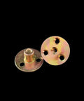 1/4-20 Brad Hole Tee Nut For Wood Furniture, zinc-plated carbon steel, 3-hole iron plate, screw-in flange, female thread
