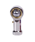Rock Solid Fisheye Rod End Joint Bearing Featuring Self Aligning Chrome Plated Inner Ring And Heavy Duty Zinc Coated Housing, front view.