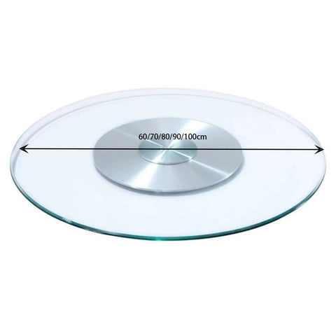 Large Glass Lazy Susan Turntable For Dining Tables And Kitchens Heavy Duty Tempered Glass Tabletop with multiple sizes visible