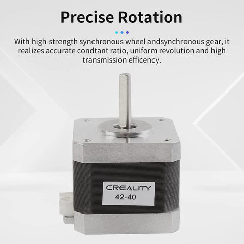 Creality 42-40 stepper motor for CR-10/Ender-3, 2-phase, 1A, 1.8°, D-shaped, silver top with black body