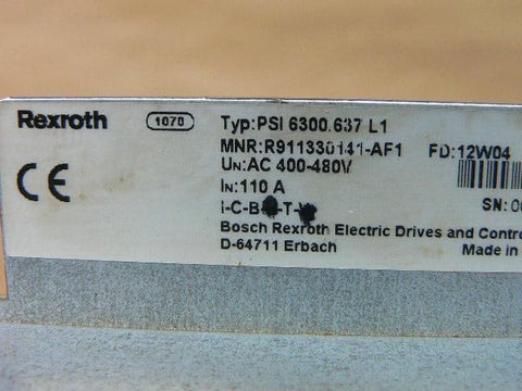 Psi6000 Series Inverter PSI 6300.637L1 R911330141-AF1 industrial label showing specifications and part number