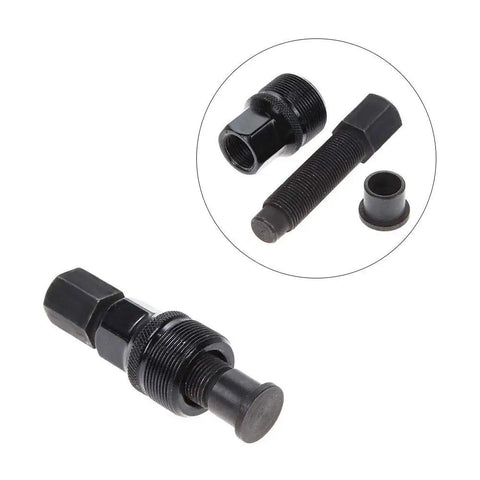 Pro Grade Bike Crank Puller Tool Set for Crank Arm Removal and Repair, black carbon steel, square taper and spline disassembly.