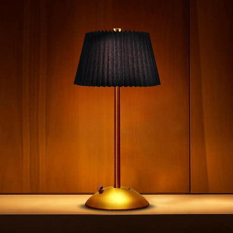Cordless Metal Desk Lamp With Touch Sensor 3 Way Dimmable LED Table Light Fabric Shade Nightstand Lamp For Living Room
