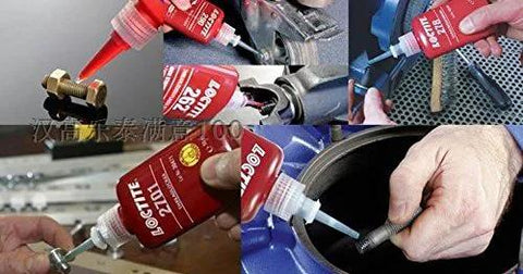Blue Medium Strength Threadlocker For Metal Nuts And Bolts That Locks Them Down And Prevents Vibration Loosening 360 Degree Fahrenheit Maximum Temperature 250 Milliliter Bottle For Industrial And Home Projects.