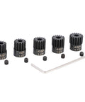 RC Pinion Gear Set 48P 3.175mm Shaft Hardened Steel 5 Pack Includes 13T 14T 15T 16T 17T with hex key and set screws