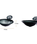 USZWBY 18'' Tempered Glass Vessel Sink,Starlight Design Artistic Bathroom Vessel Sink,Above Counter Basin Bowl with Waterfall Faucet and Pop-Up Drain, top view