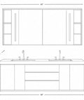 Top Shelf 60 Inch Freestanding Bathroom Vanity With Dual Vessel Sinks Illuminated Led Mirror dimensions illustration