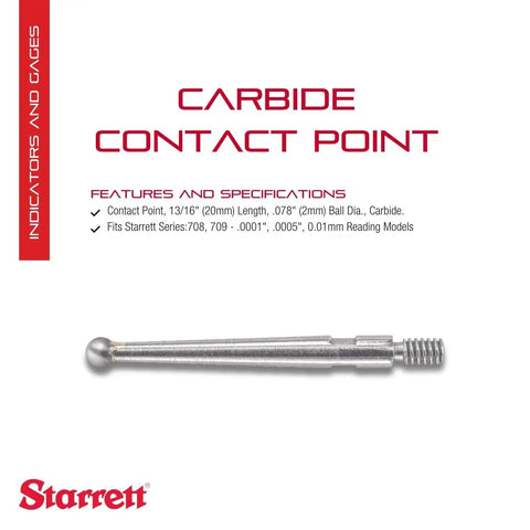 Carbide Contact Replacement For Precision Measuring Tools Pro And DIY Friendly Long Lasting 13 Sixteenth Inch Length Ball Diameter Point Zero Seven Eight Inch Ideal For Accurate Readouts PT23914 on white background