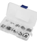 E Clip Assortment Kit 120 Pieces Durable Stainless Steel Circlip Snap Rings for Machine Shafts 1.5 to 10 mm Silver Sweet for DIY Auto Repairs and Home Upgrades Gear Head Approved in plastic organizer box
