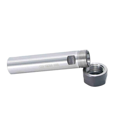 Heavy Duty ER Extension Rod For Collet Chuck Machine With Straight Shank Ultra Precision Low Runout Fits C6 To C40 Sizes Like C20-ER32 150L, alloy steel construction with threaded end.