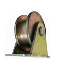 Close-up of Beefy Heavy Duty H-Groove Grooved Wheel Caster for Square Tubes and Sliding Doors, rigid steel track wheel with bearings