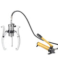 Built Badass Split Hydraulic Gear Puller Set With Hand Pump No Sweat 2 Jaw 3 Jaw Bearing Remover Tool 10 Ton Capacity Rock Solid Alloy Steel Long Reach Kit with hydraulic puller and pump.