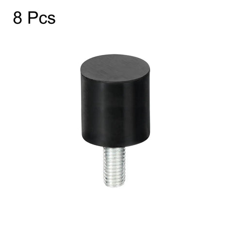 M5 Thread Rubber Mounts For Vibration Isolation, Cylindrical Shock Absorbers With Studs, 15x15mm, 8 Pack, Quiet Operation And Stable Mounting For DIY Projects And Small Machinery, black rubber mount with M5 threaded stud, 8 pcs