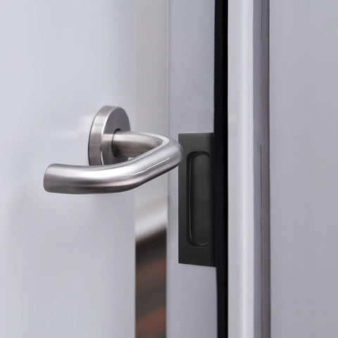 Two Pack Black Recessed Door Pull Handles For Cabinets, Drawers, Sliding Doors, Wardrobes, And Furniture Hardware, Hidden Grip Handles