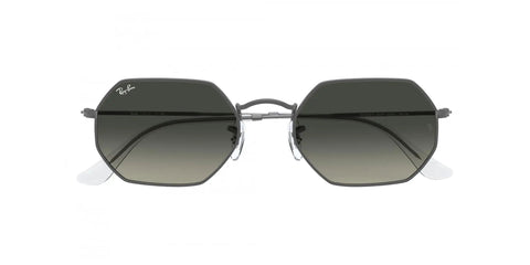 Unisex RB3556N Octagonal Sunglasses With Flat Lenses, Gunmetal Frame And Light Grey Gradient Lenses, front view