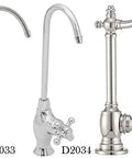 Variety of faucets including the 6 Inch Touch-Flo Cold Water Dispenser Faucet With Matte Black Finish showcased with others.