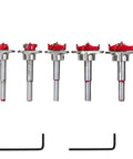 No Sweat Adjustable Wood Hole Cutter Forstner Drill Bit Set With Carbide Tipped Boring Tool 15 To 35 Millimeter Range, five drill bits for woodworking.