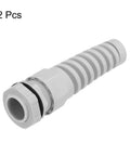 2Pcs G1/2 IP68 Waterproof Cable Gland 6-12mm Adjustable Strain Relief Cord Connector Spiral Nylon Joint in grey