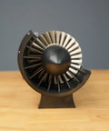 Dope 1:3 Scale WP-85 Turbojet Engine Model Kit With Motorized Blades, Functional DIY Jet Engine For STEM Projects, Aviation Fans And Engineering Enthusiasts, 3D Printed Precision Build For Hands On Learning. Front view on stand