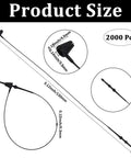 2000 Pack 5 Inch Black Plastic Hang Tag Loops Featuring Straight Up Secure Snap Lock Fasteners No Sweat Assembly Premium Security Strings For Clothing Retail Shops And Diy Projects product size illustration with dimensions and details.