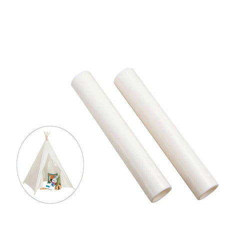 Two white plastic connectors for Three Piece Wood Pole Connectors for Canvas Kids Teepee Fits 0.76 Inch Joint Poles Inner Diameter 0.78 Inch Length 5.9 Inches Easy Replacement Durable Build